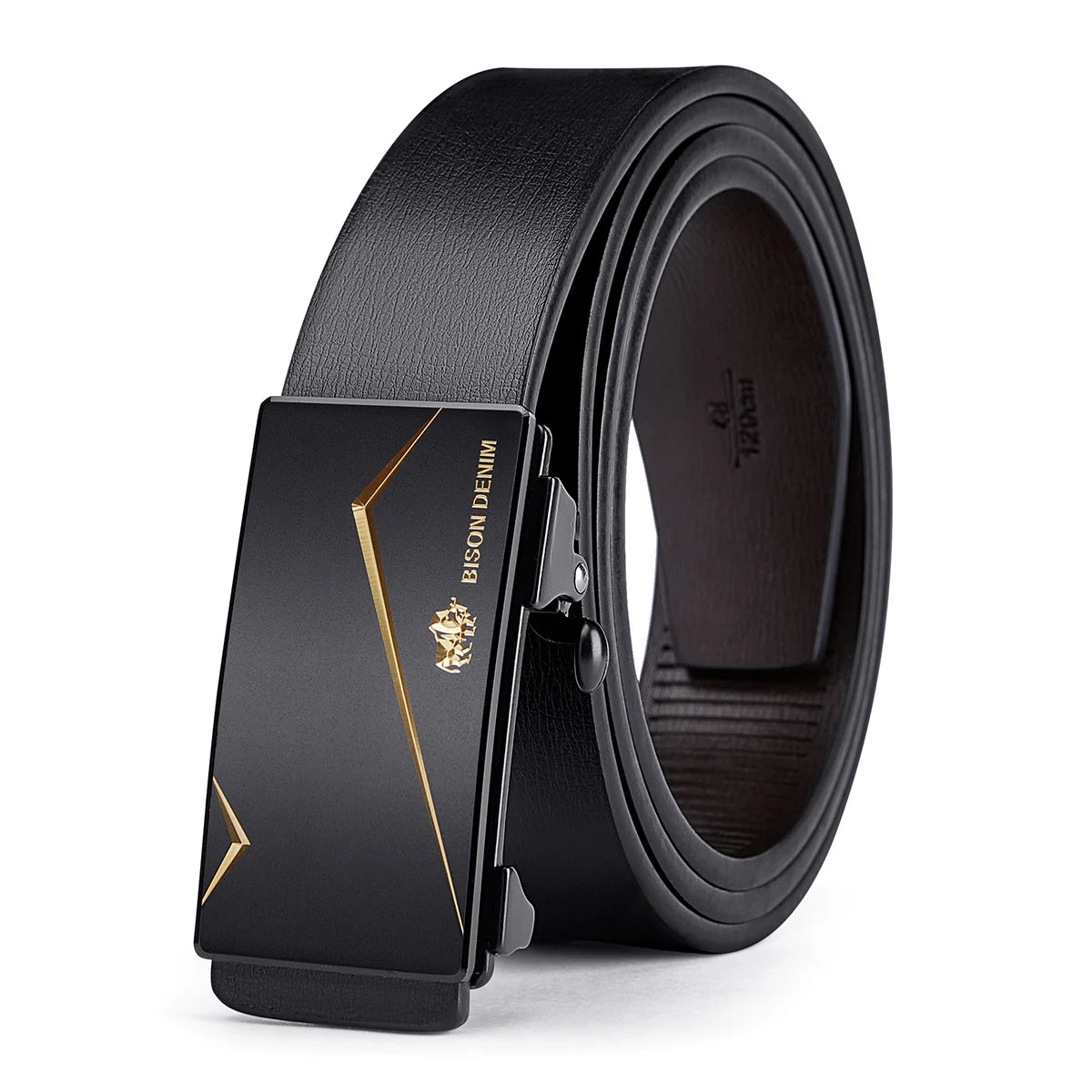 BISON DENIM Men Automatic Male Belts Cummerbunds Cowskin Leather Belt Men Black Belts Genuine Leather Belts Luxury Brand