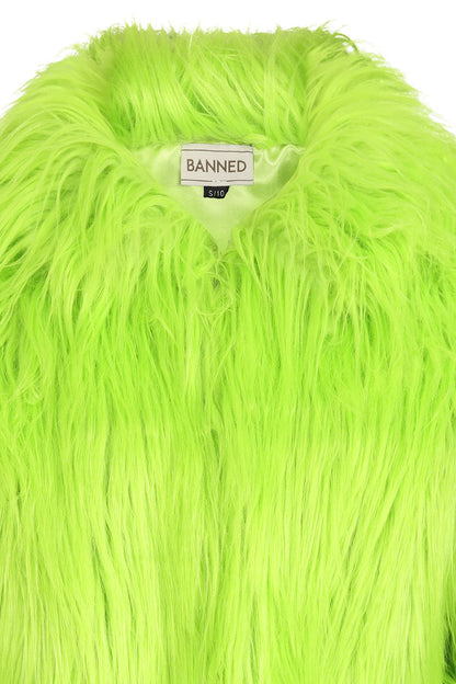 Banned Apparel Glacia Neon Green Faux Fur Jacket