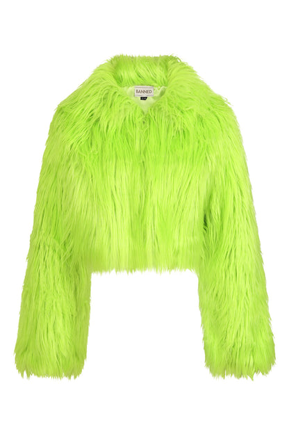 Banned Apparel Glacia Neon Green Faux Fur Jacket