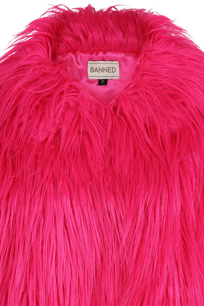 Banned Apparel Glacia Hot Pink Faux Fur Jacket