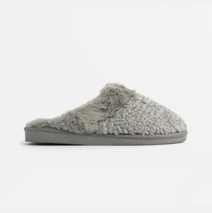 Jo & Joe HELGA Womens Mule Faux Fur Slippers Grey