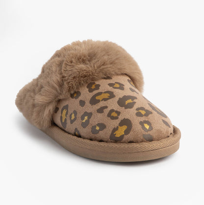 Jo & Joe MILA Womens Mule Slippers Chestnut Leopard
