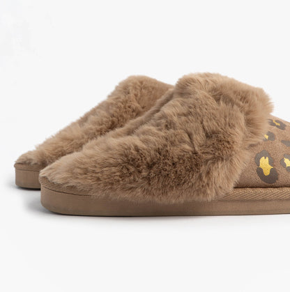 Jo & Joe MILA Womens Mule Slippers Chestnut Leopard