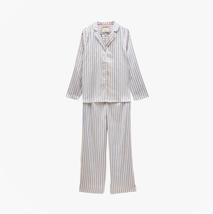 Joules BONNIE Womens Satin Pyjama Set Blue Stripe