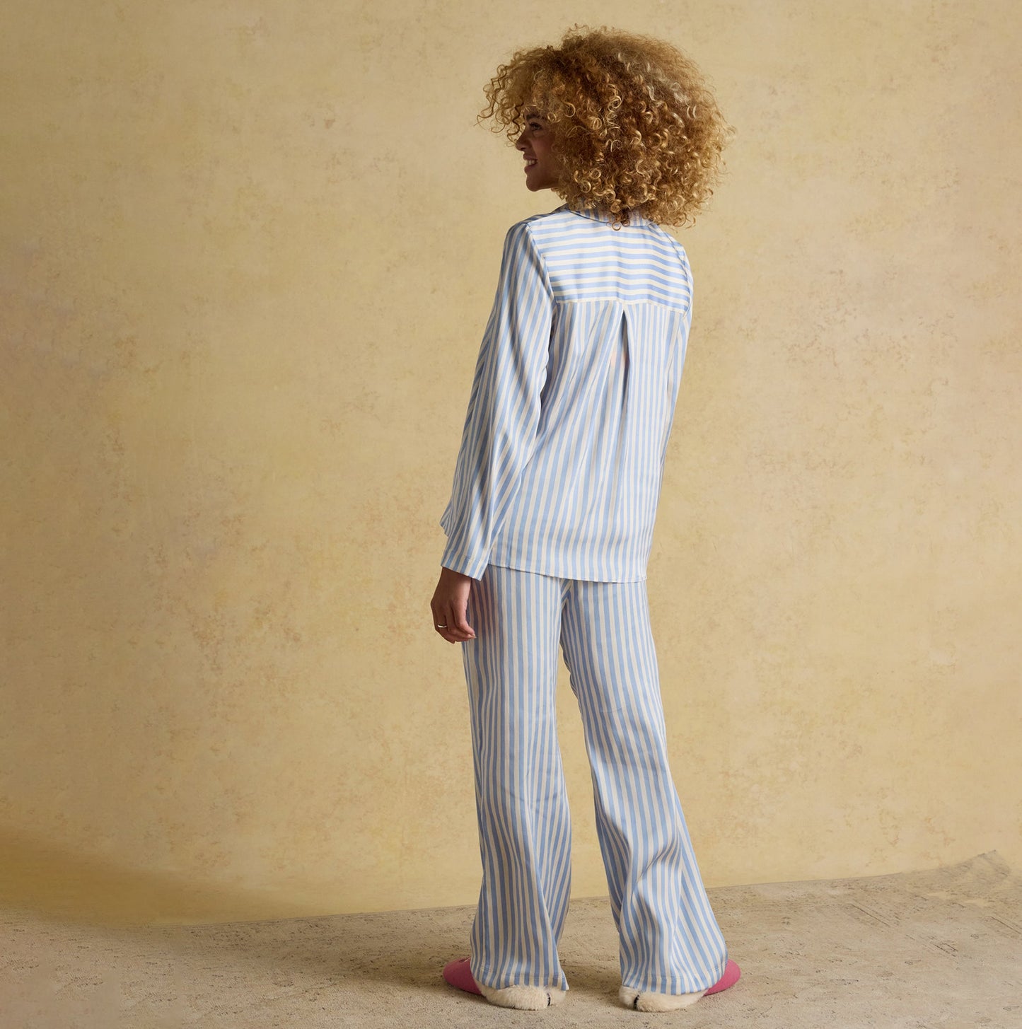 Joules BONNIE Womens Satin Pyjama Set Blue Stripe