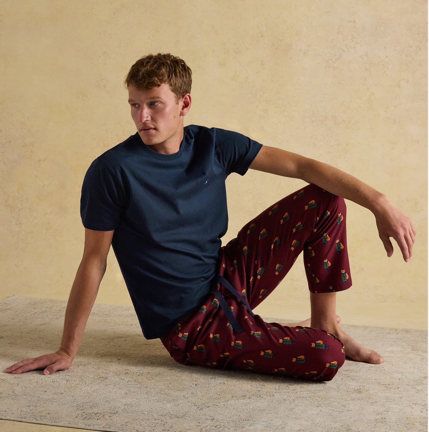 Joules DOZER Mens Pyjama Trousers Burgundy Red