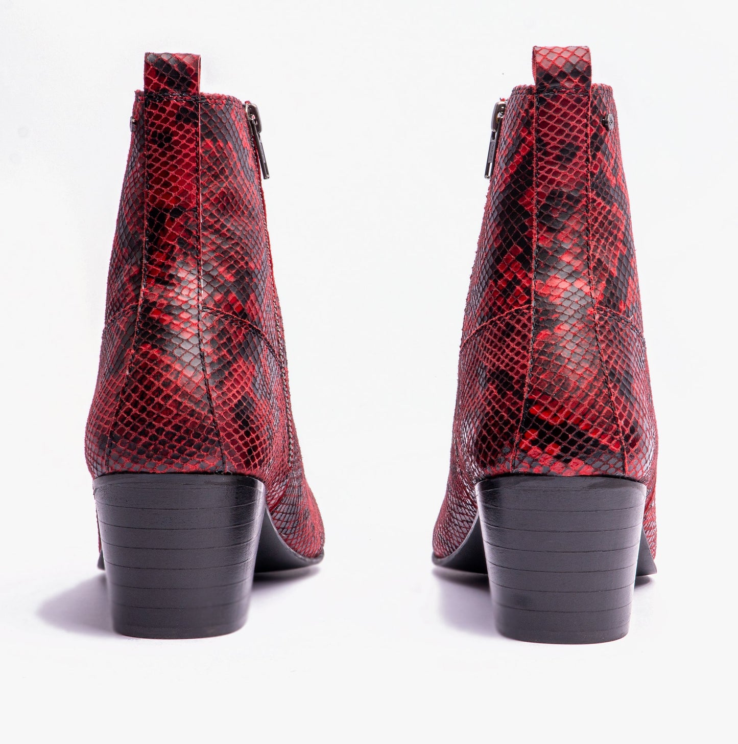 Club Cubano LENNON Mens Cuban Heel Boots Red Snake
