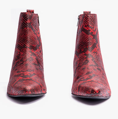 Club Cubano LENNON Mens Cuban Heel Boots Red Snake