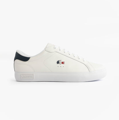 Lacoste POWERCOURT Mens Court Trainers Trainers White/Navy/Red