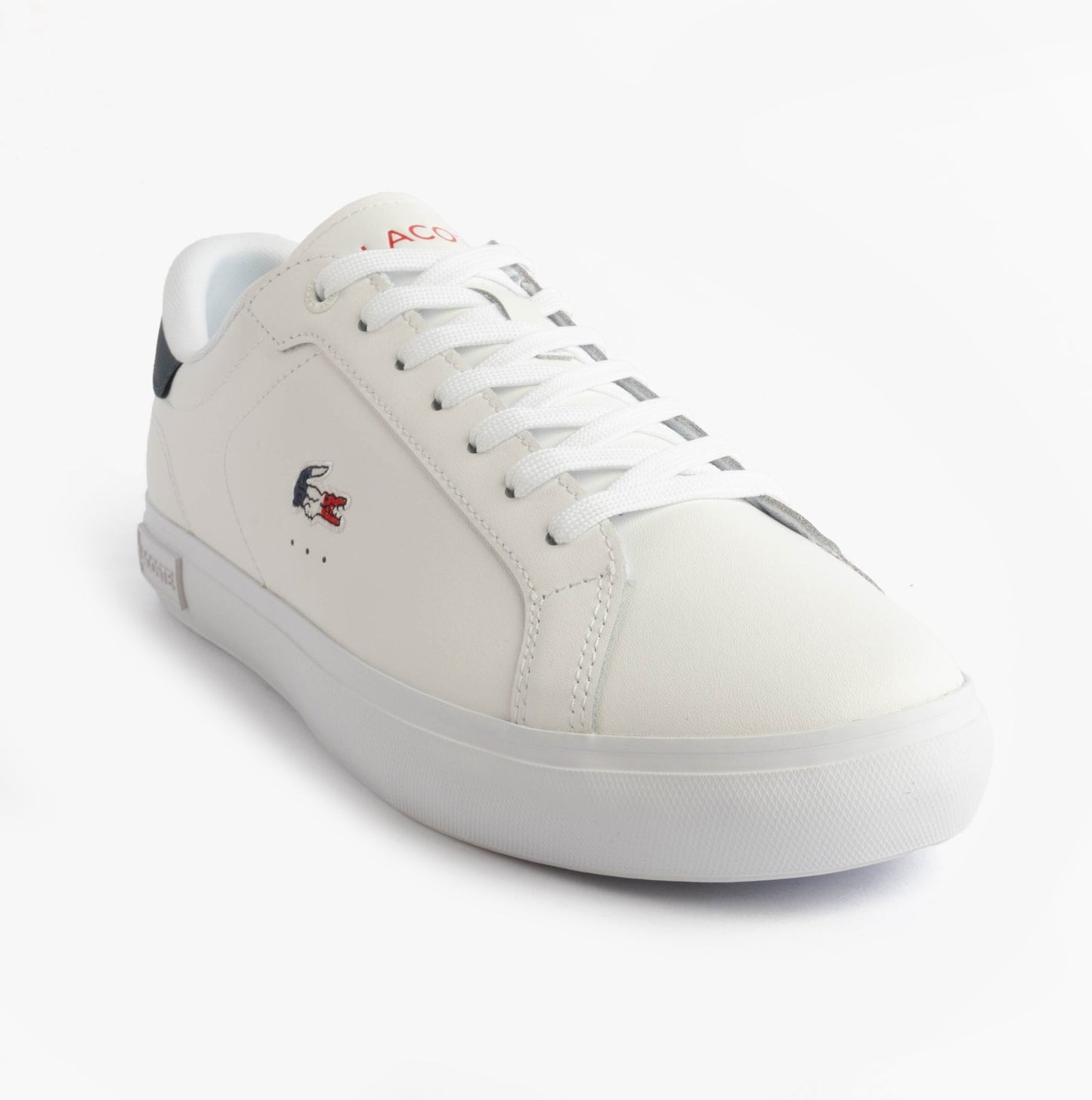 Lacoste POWERCOURT Mens Court Trainers Trainers White/Navy/Red