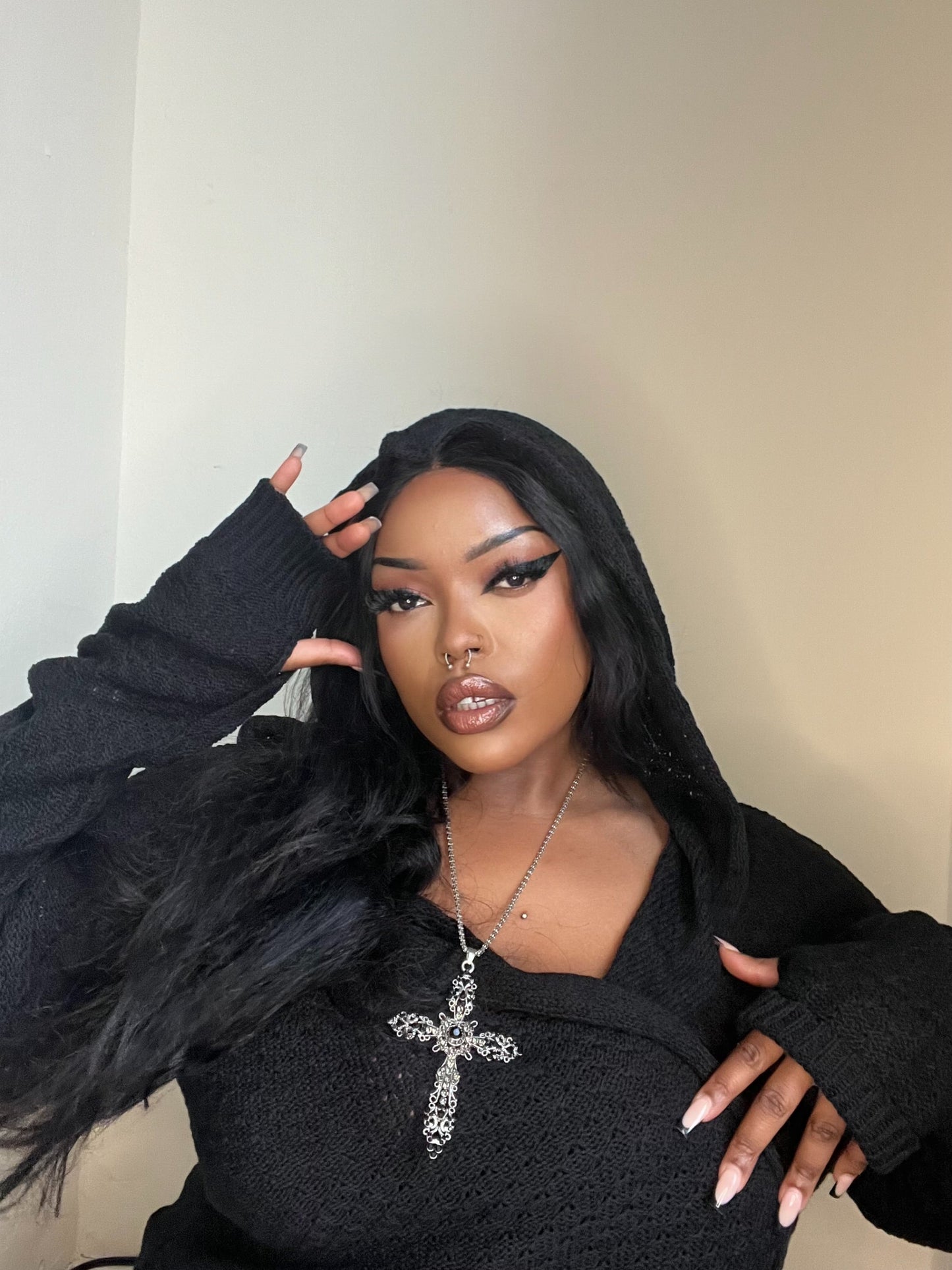 Necessary Evil Athena Long Gothic Hooded Cardigan - Draped Witchy Style