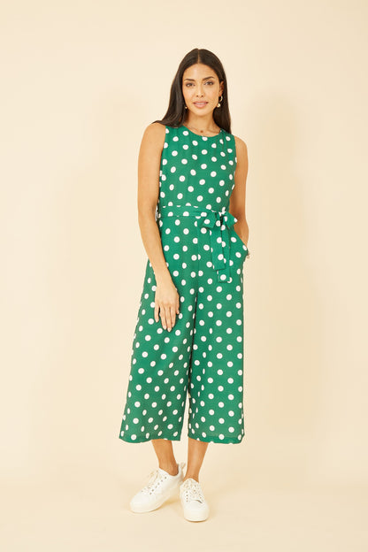 Yumi Green Polka Dot Culotte Jumpsuit