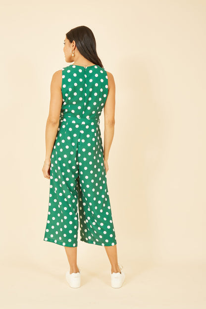 Yumi Green Polka Dot Culotte Jumpsuit