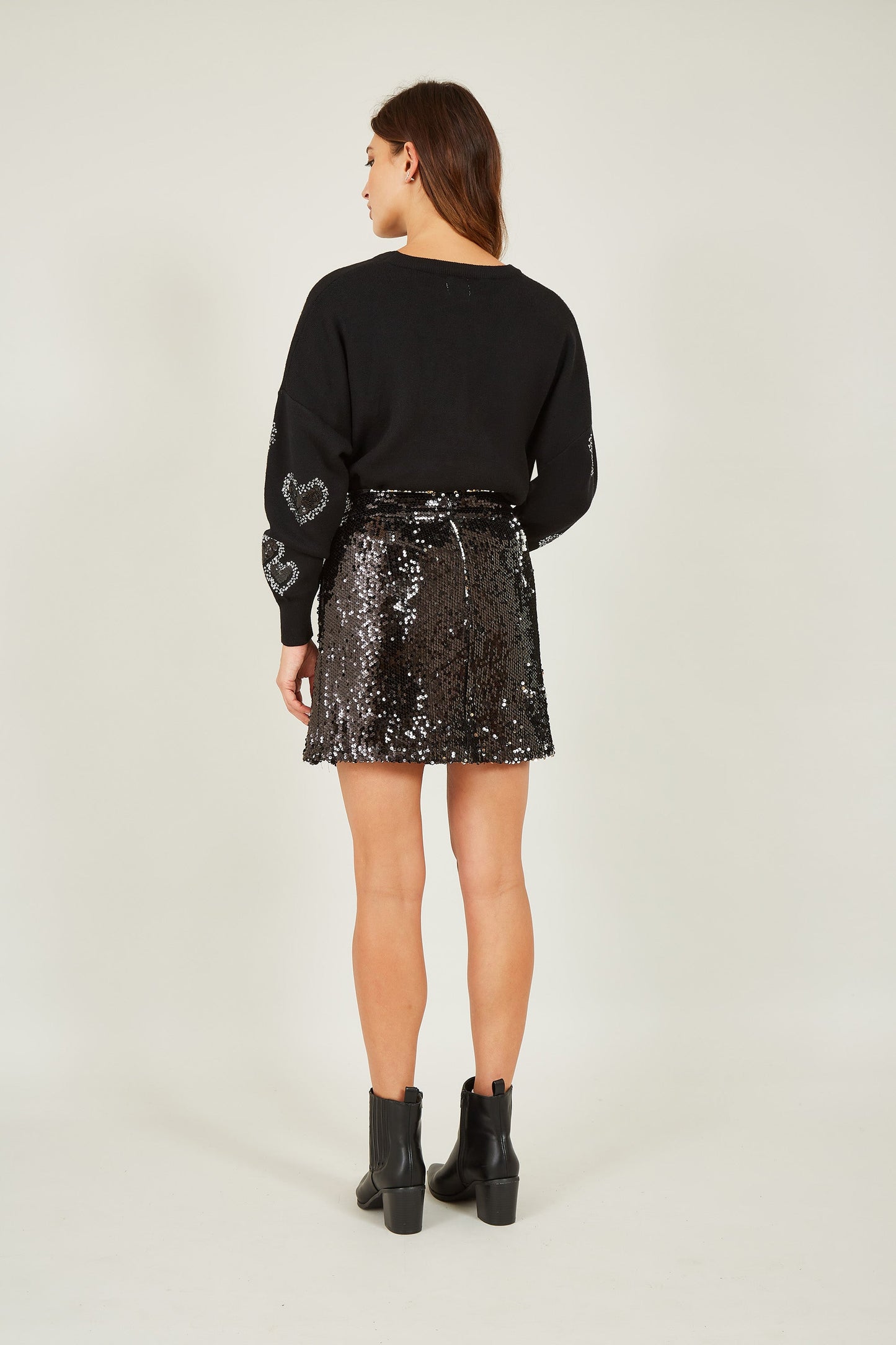 Yumi Black Sequin Mini Skirt
