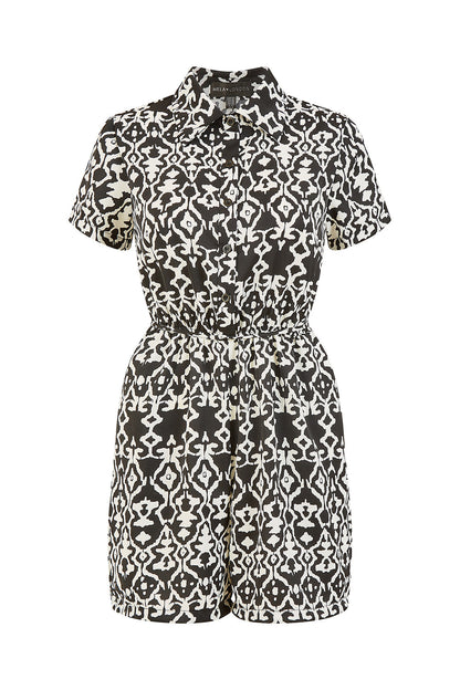 Mela Black Abstract Print Playsuit