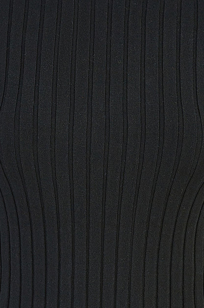 Yumi Black Ribbed Knit Roll Neck Jumper