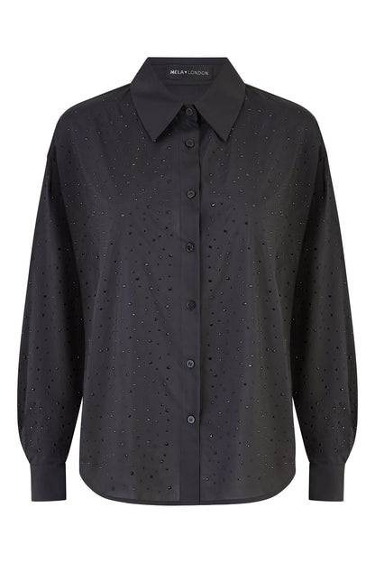 Mela Black All Over Gem Long Sleeve Shirt