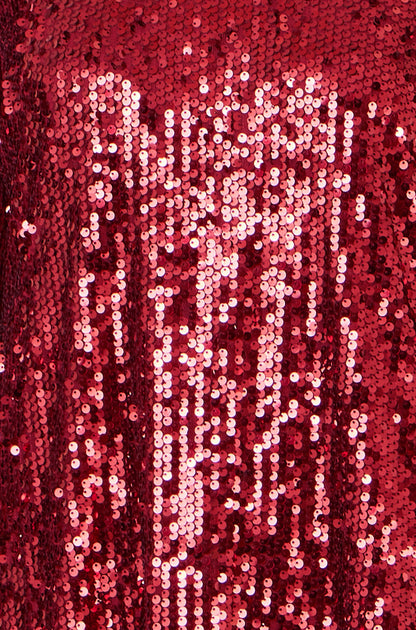 Yumi Burgundy Sequin Tunic Dress With Balloon Sleeves