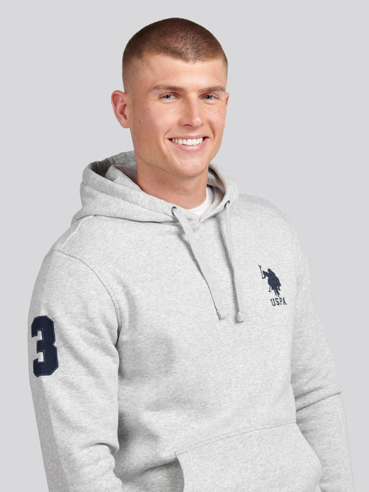 Mens Player 3 Hoodie in Mid Grey Marl