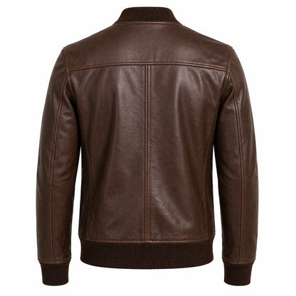 Men's Biker Pure Leather Jacket | Brown