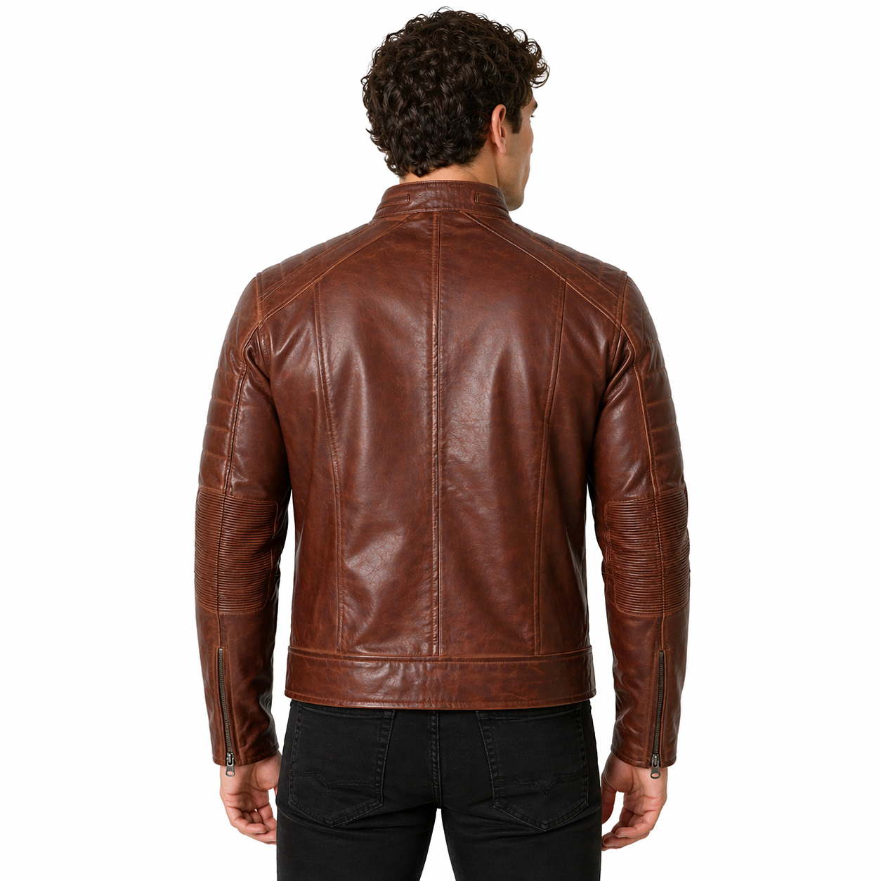 Men's Cafe Racer Leather Jacket | Brown