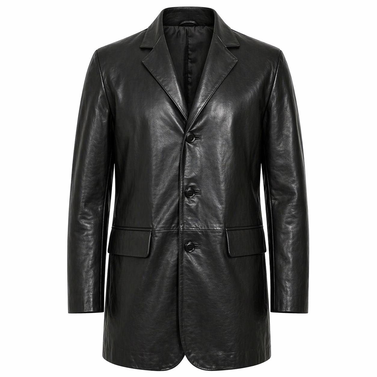 Men's Genuine Leather Blazer Coat | Black