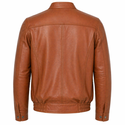 Men's Genuine Leather Bomber Jacket | Brown