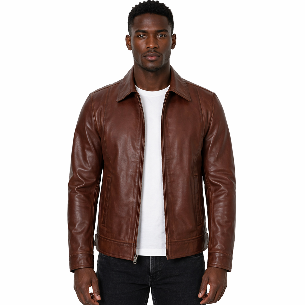 Men's Genuine Harrington Leather Jacket | Brown