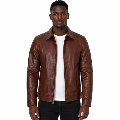Men's Genuine Harrington Leather Jacket | Brown