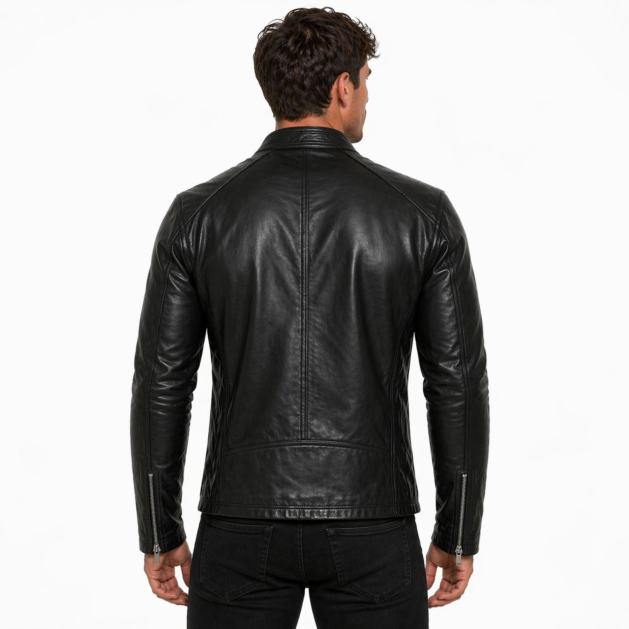 Men's Pure Leather Biker Jacket | Black