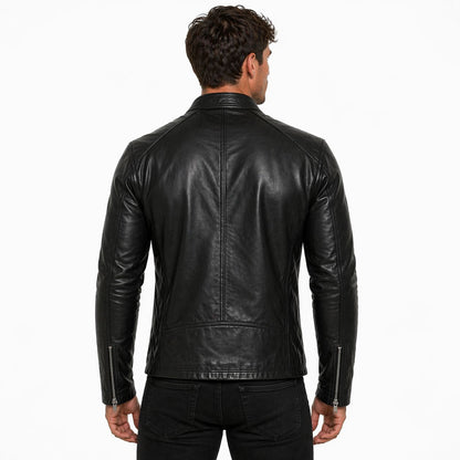 Men's Pure Leather Biker Jacket | Black
