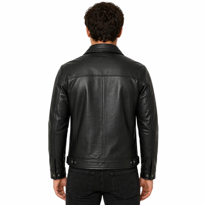 Men's Vintage Harrington Leather Jacket | Black