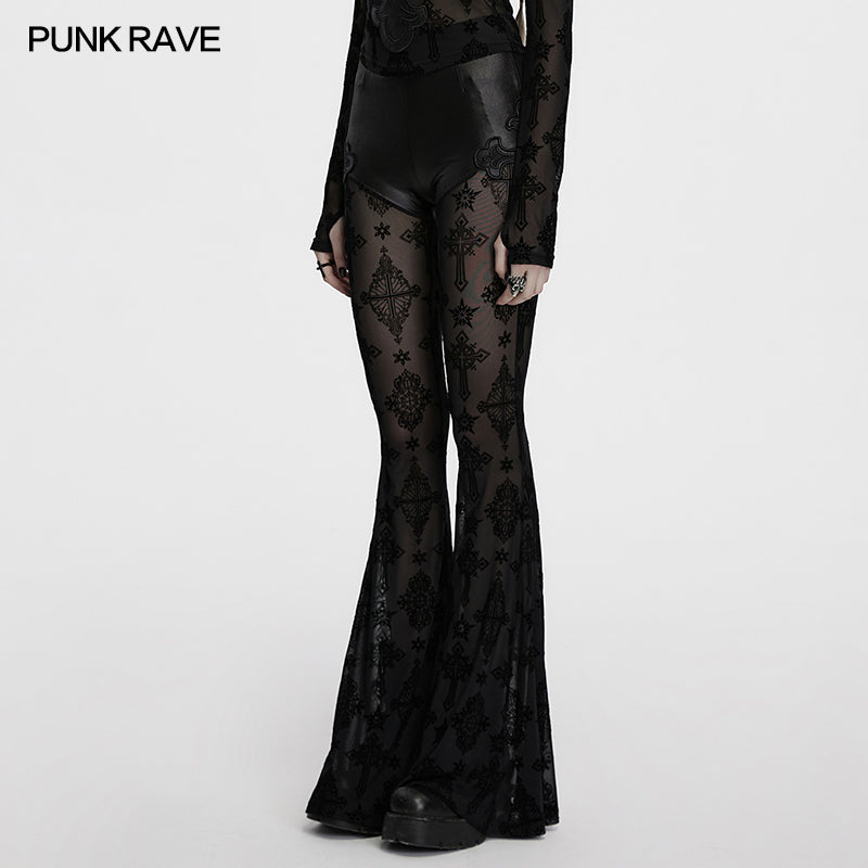 Punk Rave Seraphina Cross Flocking Flare Pants