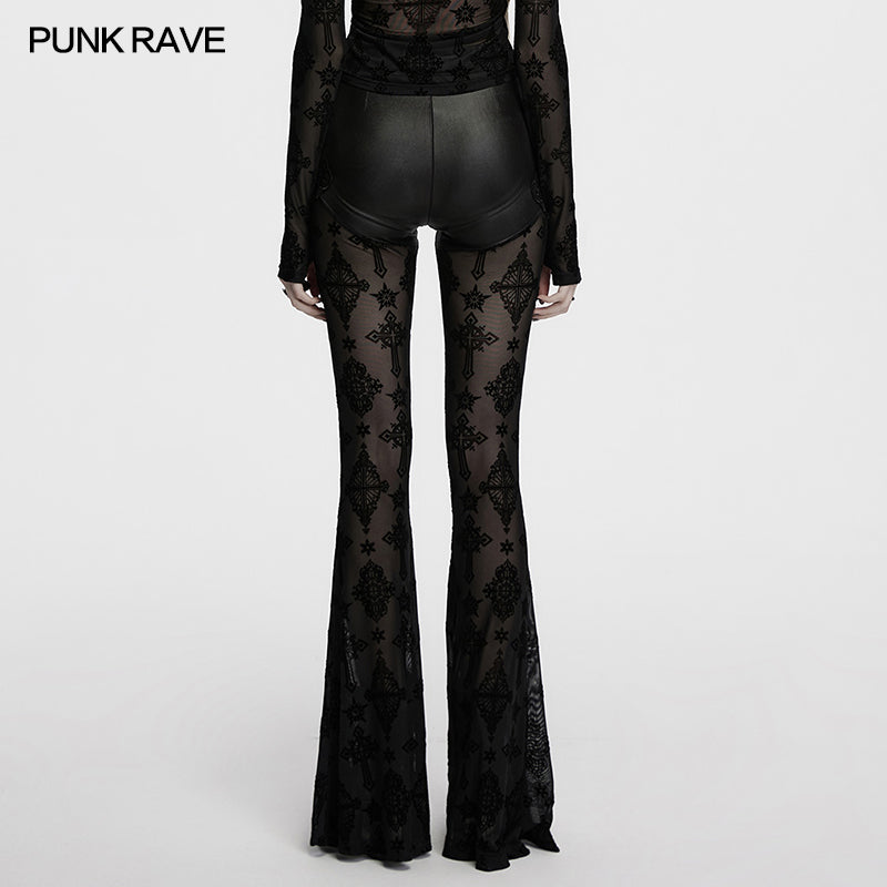 Punk Rave Seraphina Cross Flocking Flare Pants