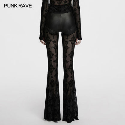 Punk Rave Seraphina Cross Flocking Flare Pants