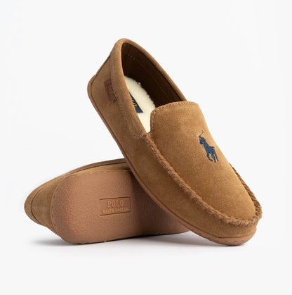 Polo Ralph Lauren BRENAN Logo Mens Dress Suede Slippers Snff Suede/Navy