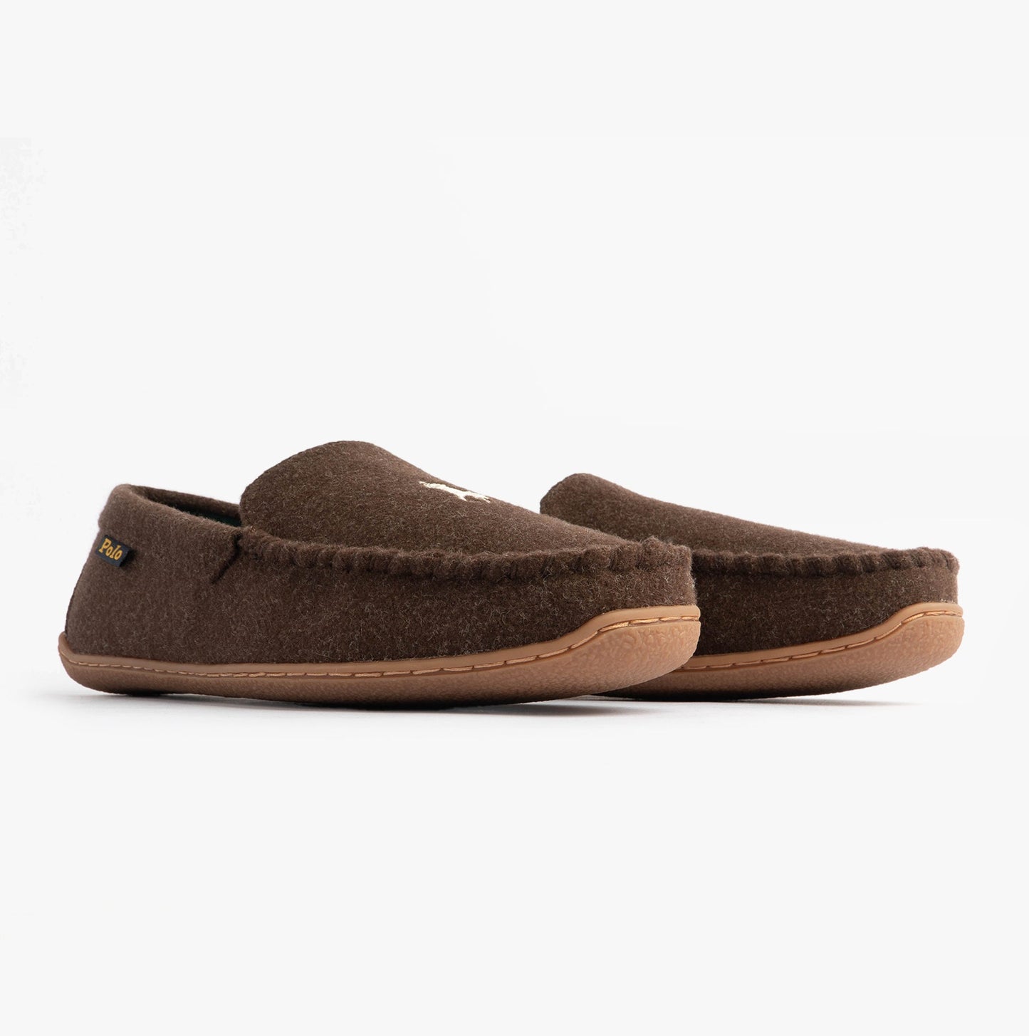 Polo Ralph Lauren BRENAN WOOL Mens Dress Shoe Slippers Brown/Cream