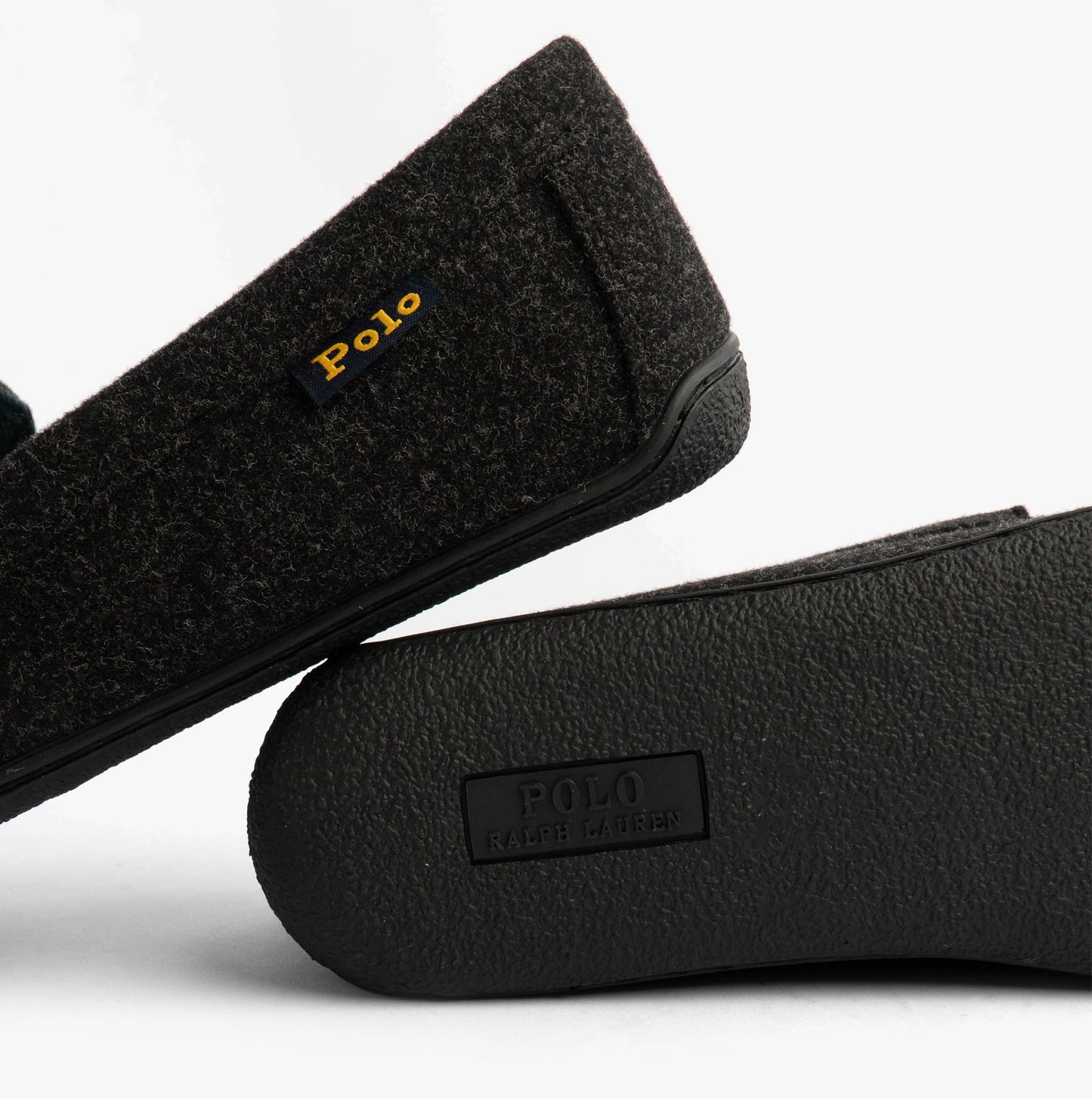 Polo Ralph Lauren BRENAN WOOL Mens Dress Shoe Slippers Black/Cream