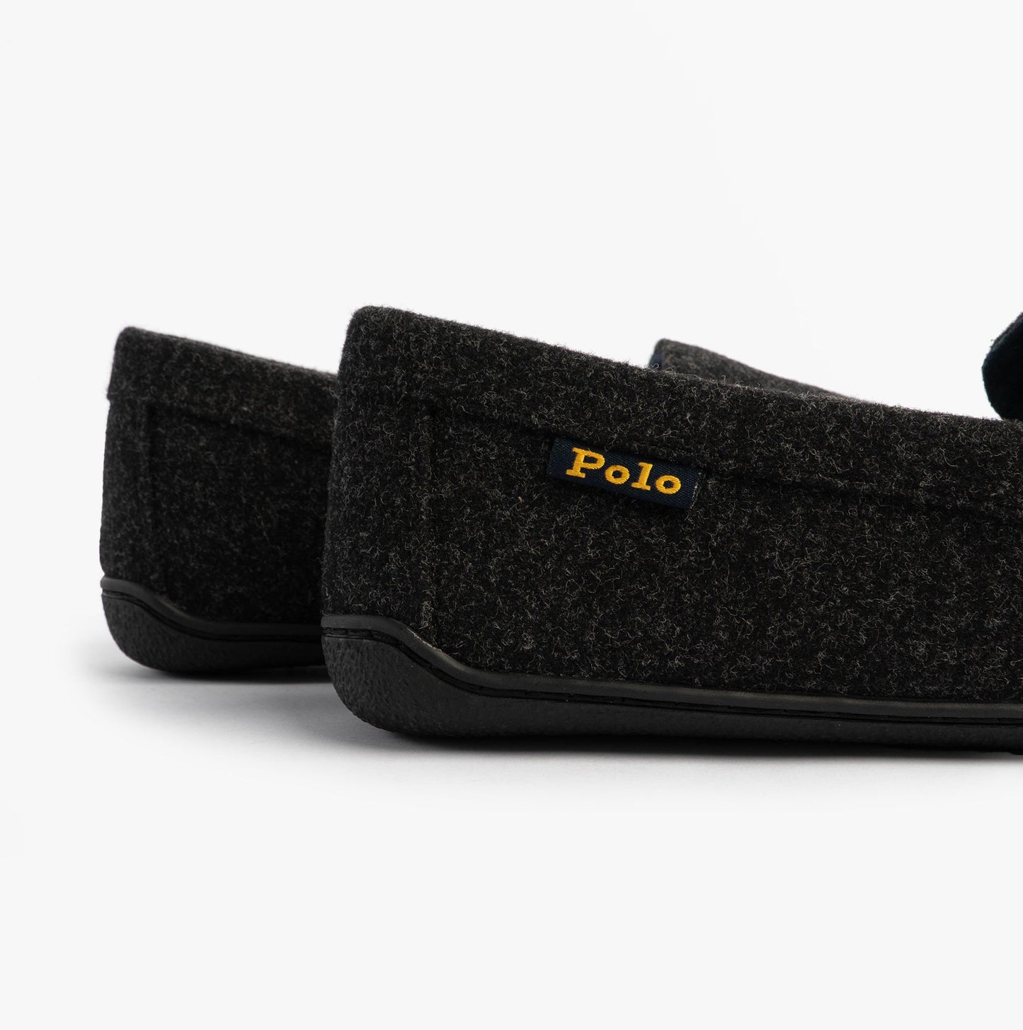 Polo Ralph Lauren BRENAN WOOL Mens Dress Shoe Slippers Black/Cream