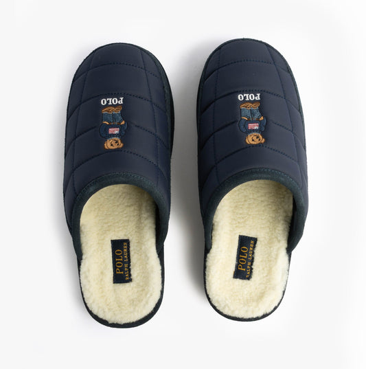 Polo Ralph Lauren READ BEAR Mens Mule Slippers Navy