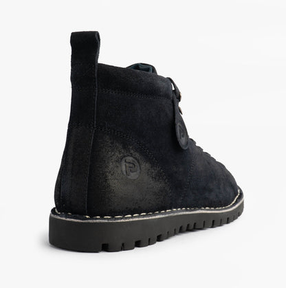 Popps 1961 MOD Mens Suede Monkey Boots Navy
