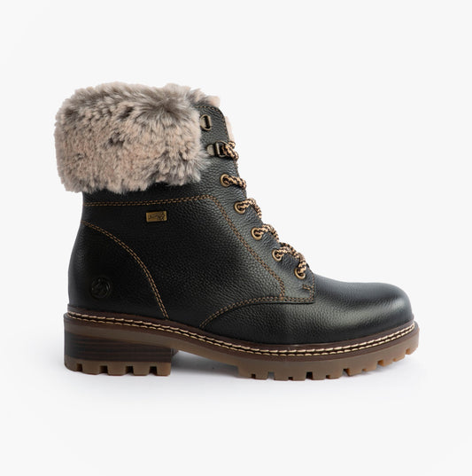 Remonte D0B74-01 Womens Fur Ankle Boots Black