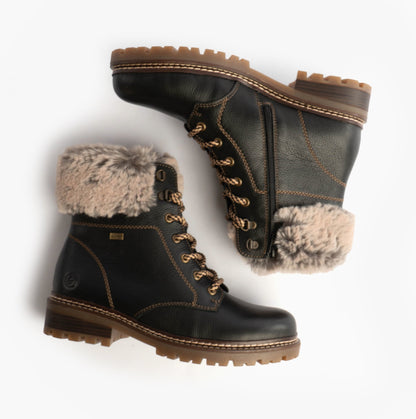 Remonte D0B74-01 Womens Fur Ankle Boots Black