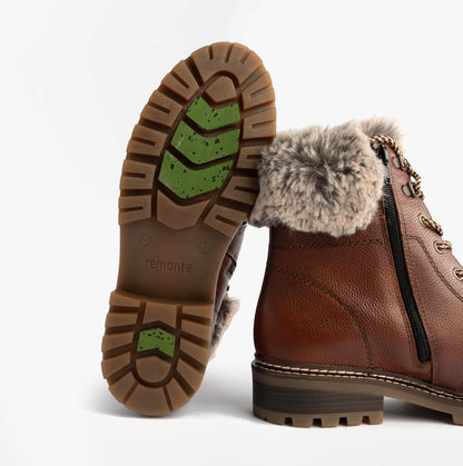 Remonte D0B74-24 Womens Fur Ankle Boots Brown