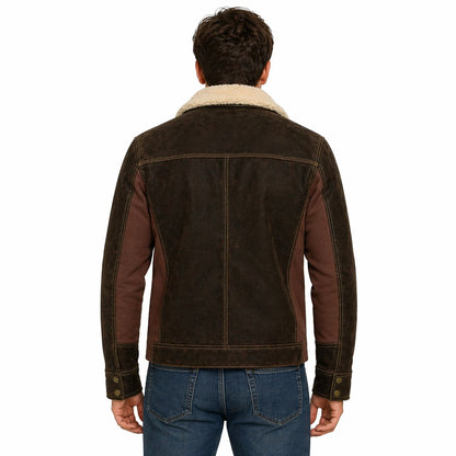 Men's Rick Grimes The Walking Dead Season 6 Real Suede Leather Jacket | Brown | The Stitch Fit