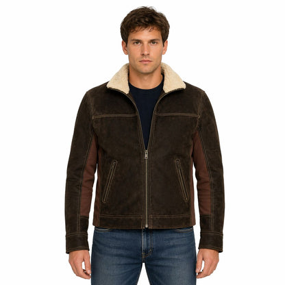 Men's Rick Grimes The Walking Dead Season 6 Real Suede Leather Jacket | Brown | The Stitch Fit