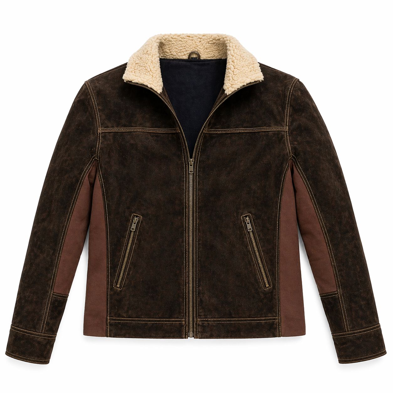 Men's Rick Grimes The Walking Dead Season 6 Real Suede Leather Jacket | Brown | The Stitch Fit