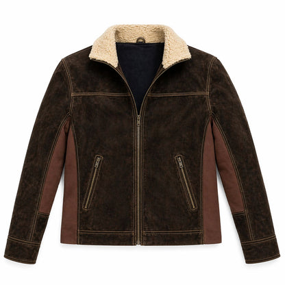 Men's Rick Grimes The Walking Dead Season 6 Real Suede Leather Jacket | Brown | The Stitch Fit