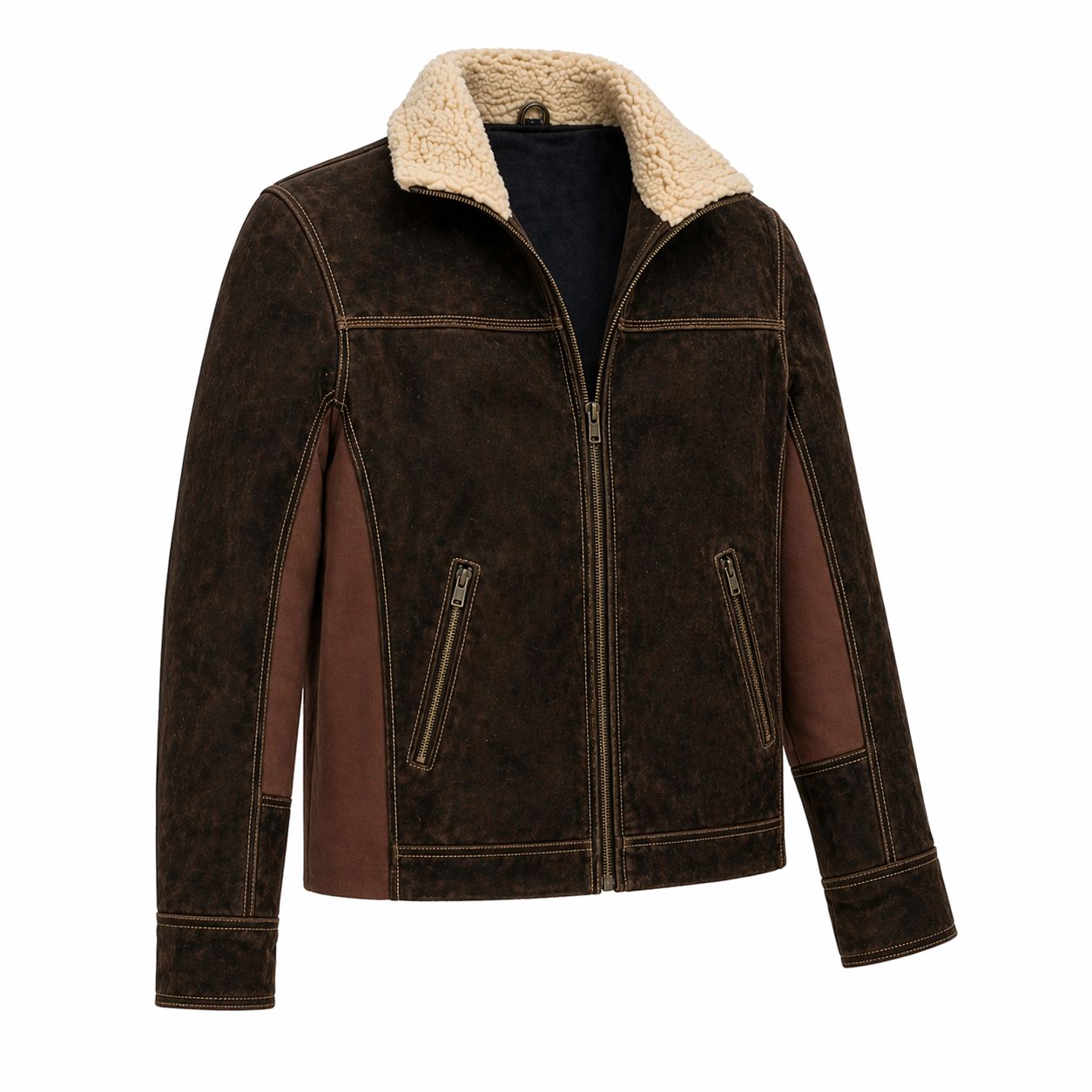 Men's Rick Grimes The Walking Dead Season 6 Real Suede Leather Jacket | Brown | The Stitch Fit