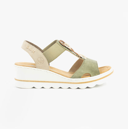 Rieker 67498-52 Womens Sandals Green Combination